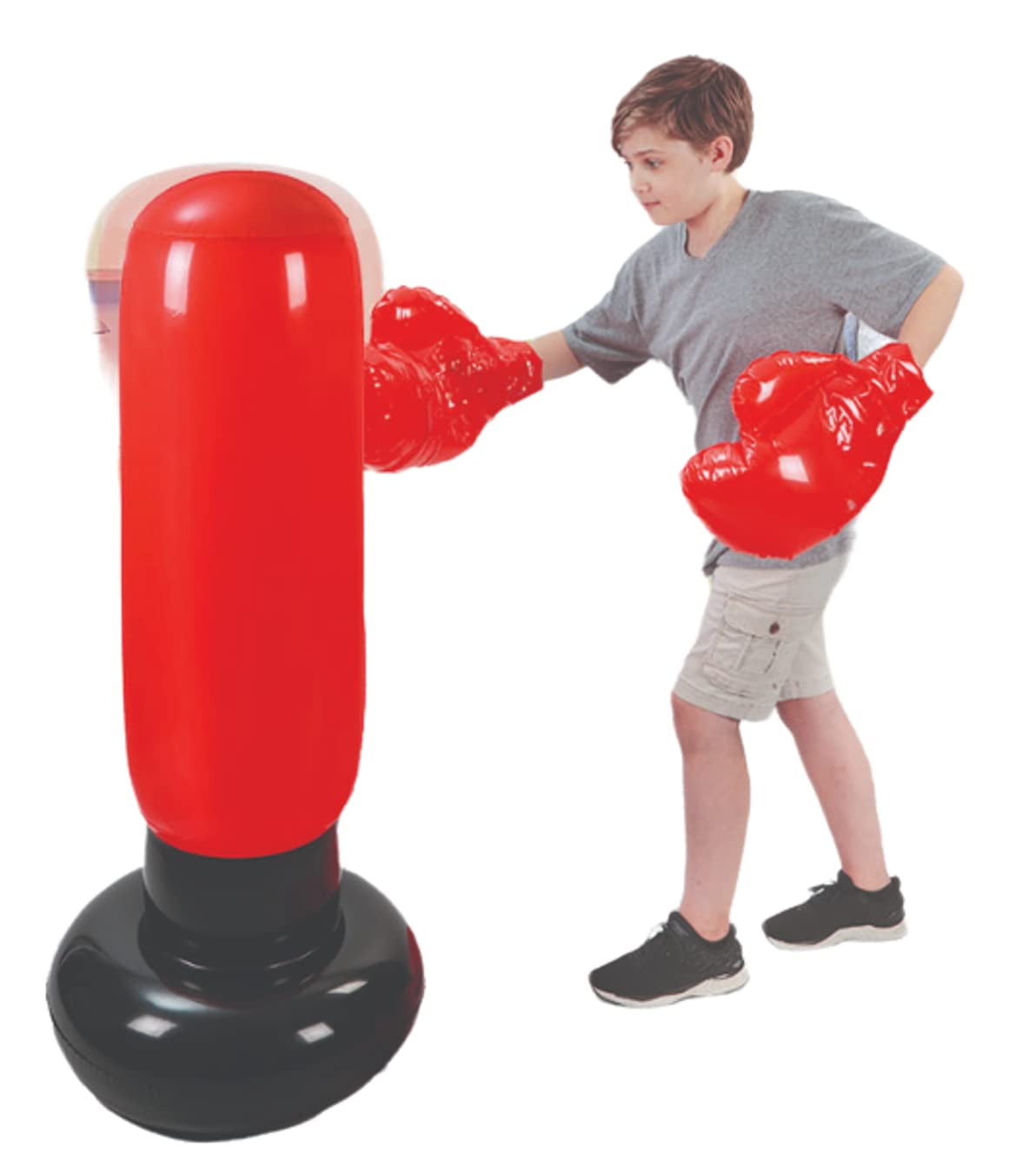 Inflatable Punching Bag Boxing Set for Kids 46 inch Boxing Bag with  Inflatable Gloves