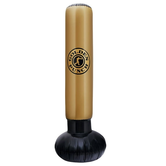 Inflatable Punching Bag Pillar with Weighted Base for Indoor Fitness Training and Stress Relief, 63 Inches Tall, Gold