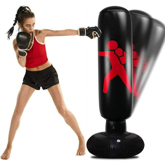 Inflatable Punching Bag for Kids Ambifirner 63 Inch Kid Boxing Bag Free Standing Bounce Back Tumbler For Kids Adults Kickboxing MMA