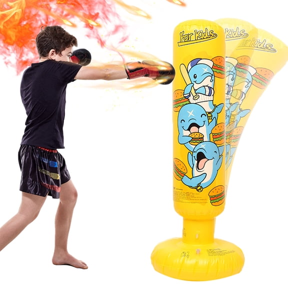 Inflatable Punching Bag for Kids, Thickened Tumbler Boxing Column, 49-Inch Inflatable Sandbag with Water Base for Exercise Stress Relief Venting