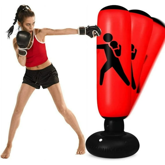 Inflatable Punching Bags Kids Boxing Bags 63 Inch Adults Children InflatableTraining Bag For Stress Punching 6+ Boys Girls Karate, Taekwondo, MMA Gift