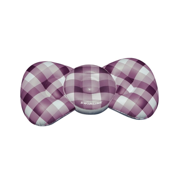 Inflatable Purple and White Checkered Bow Tie Lounge Swimming Pool Float 76-Inch