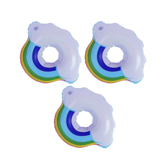 Inflatable Rainbow Cloud Drink Cup Holders, Floating Beverage Floats for Pool Beach Hot Tubs Eco-Friendly Material Fun Design for Adults, 3pcs