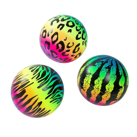 Inflatable Rainbow Print Balls, Toys, Party Supplies, 6 Pieces