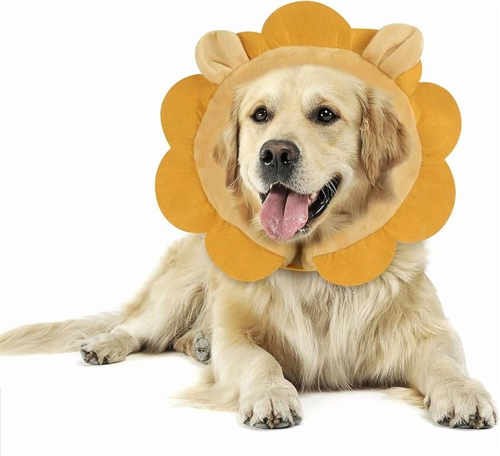 Inflatable Recovery Dog Collar, Protective Donut Cone, Adjustable Soft Collar for Dog and Cat After Surgery Prevent from Biting & Scratching EU002 - Brown Lion XL