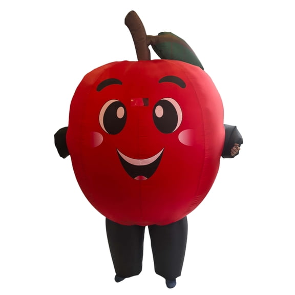 Inflatable Red Apple Costume, Funny Fruit Halloween Outfit for Adults, Novelty Blow Up Suit