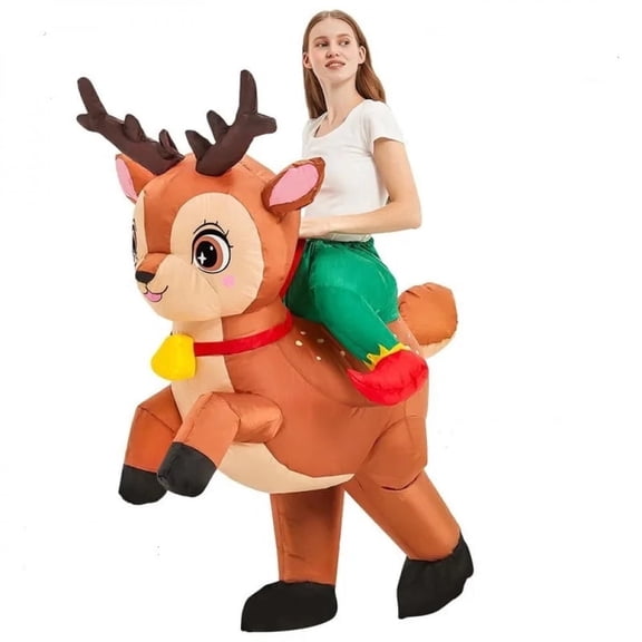 Inflatable Reindeer Ride-On Costume for Adults - Festive Christmas Party Dress-Up Outfit