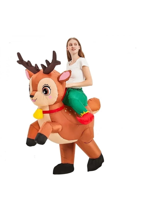 Inflatable Reindeer Ride-On Costume for Adults - Festive Christmas Party Dress-Up Outfit