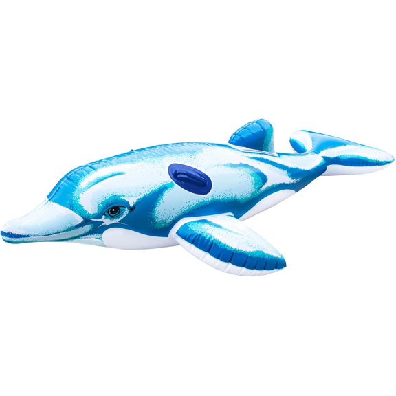Inflatable Ride-On Pool Float  Fun Raft for Pools, Beaches, and Summer Parties, Large 75", Dolphin, Blue