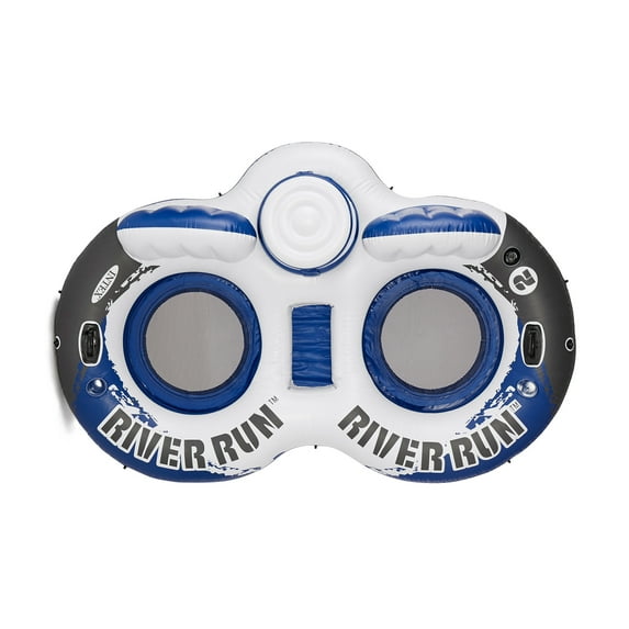 Inflatable River Run II Double Seater Lounge Pool Float in Blue & White, Adult