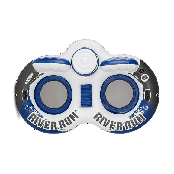 Inflatable River Run II Double Seater Lounge Pool Float in Blue & White, Adult