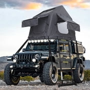 Inflatable Rooftop Tent with Air Mattress & Ladder, Waterproof Windproof Pop-Up SUV Truck Car Camping Tent with Air Pump for Overland & Outdoor Camping Black & Grey