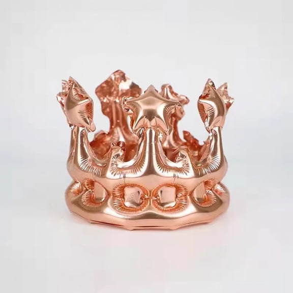 Inflatable Rose Gold Princess Birthday Crown Headband for Women Party Decorations, 1 Pack