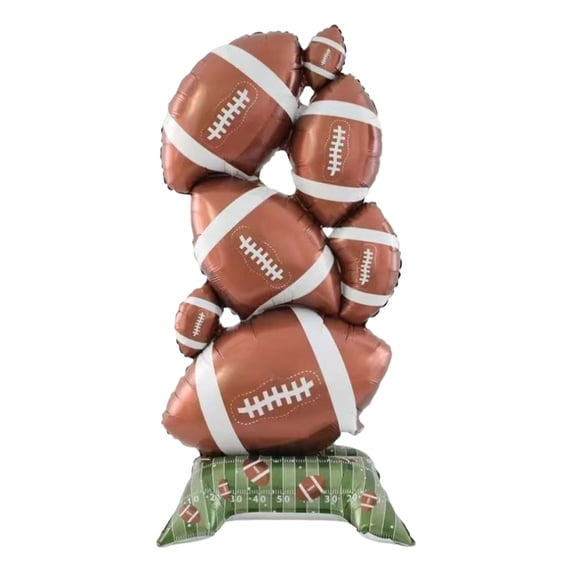 Inflatable Rugby Football Balloons Set, Gold Trophy and Goal Post Shape Foil Mylar Balloons for Sports Party Decorations 59" X 26"
