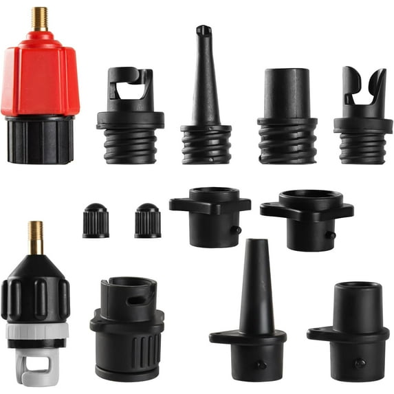 Inflatable SUP Pump Adaptor, Paddle Board SUP Valve Adapter with 9 Standard Conventional Air Pump Nozzles for Inflatables SUP Inflator Adapter Inflatable Boat Paddle Board SUP Board
