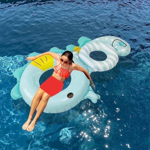 MQHUAYU 2-Person Inflatable Pool Float – Double Ring Lounge Float with Cup Holder, Heavy Duty Vinyl Blow Up Water Float for Adults , Ideal for Pool, Lake, Beach Party