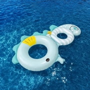 MQHUAYU 2 Person Inflatable Pool Float, Seahorse Shaped Water Floating Lounge with Cup Holders and Grab Handles for Pool, Lake, Beach Swimming Party