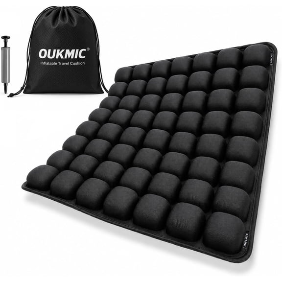 Inflatable Seat Cushion, Airplane Seat Cushion for Long Flights with Ergonomic Support, Portable Travel Cushion 56 Airbags for Car, Office & Airplane, Black