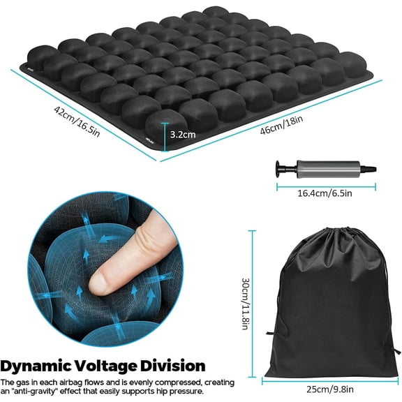 Inflatable Seat Cushion, Airplane Travel Seat Cushion for Long Flights & Car Rides, Portable Air Pad with Built-in Pump, Ergonomic Tailbone Buttocks Pain Relief for Office Chair, Wheelchair, Stadium