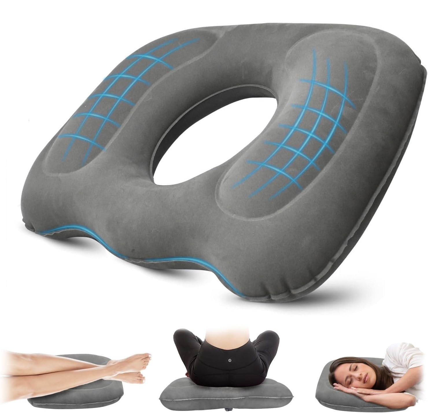 Inflatable seat cushion for back pain
