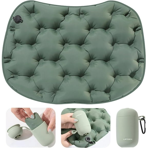Inflatable Seat Cushion, Lightweight Portable Air Cushion with Pump, Airplane Pad for Flights Pressure Relief, Waterproof Chair Pad, Stadium Cushions Travel, Camping, Hiking(Green)