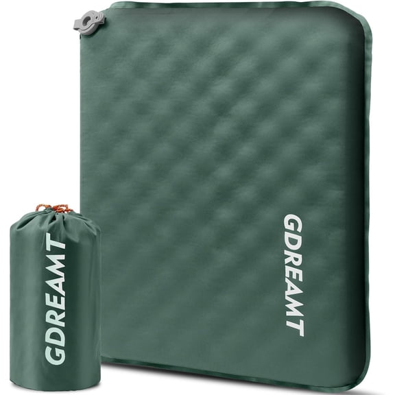 Inflatable Seat Cushion, Self-Inflating Memory Foam Stadium Seats Cushion Portable Camping Air-Foam Sitting Pad for Travel Airplane Car Bleachers Backpacking Office, Lightweight & Compact