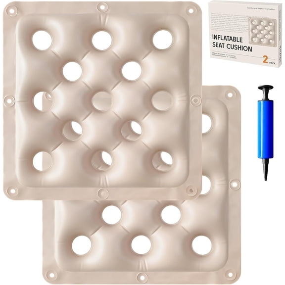 Inflatable Seat and Chair ns - Tailbone, Sciatica, Hemorrhoid Pain Relief Use in Office or Stadium (2, Apricot, 17inch)