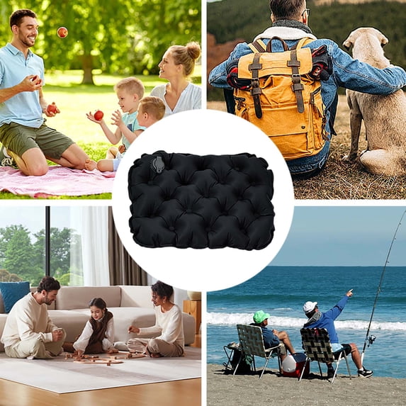 Inflatable Seat for Outdoor Use – Lightweight Air for Travel Camping Stadium Car Airplane Seats Water- and Portable Comfort, 40 cm×30 cm, Black