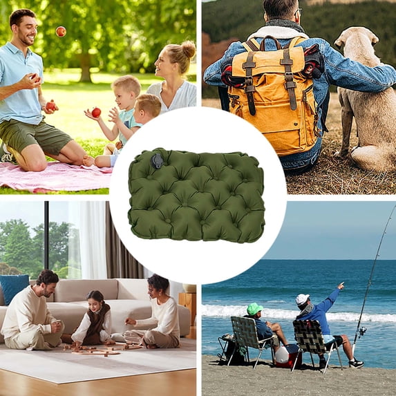 Inflatable Seat for Outdoor Use – Lightweight Air for Travel Camping Stadium Car Airplane Seats Water- and Portable Comfort, 40 cm×30 cm, Olive Green
