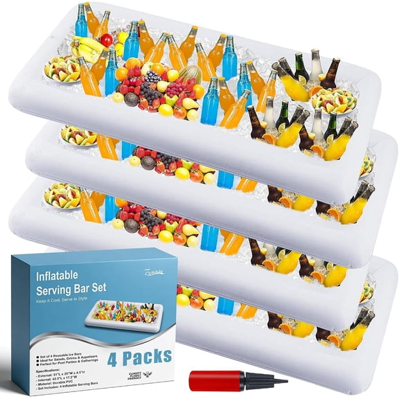 Inflatable Serving Bar, 4 Pack Ice Serving Buffet Salad Cooler, Salad Serving Sets