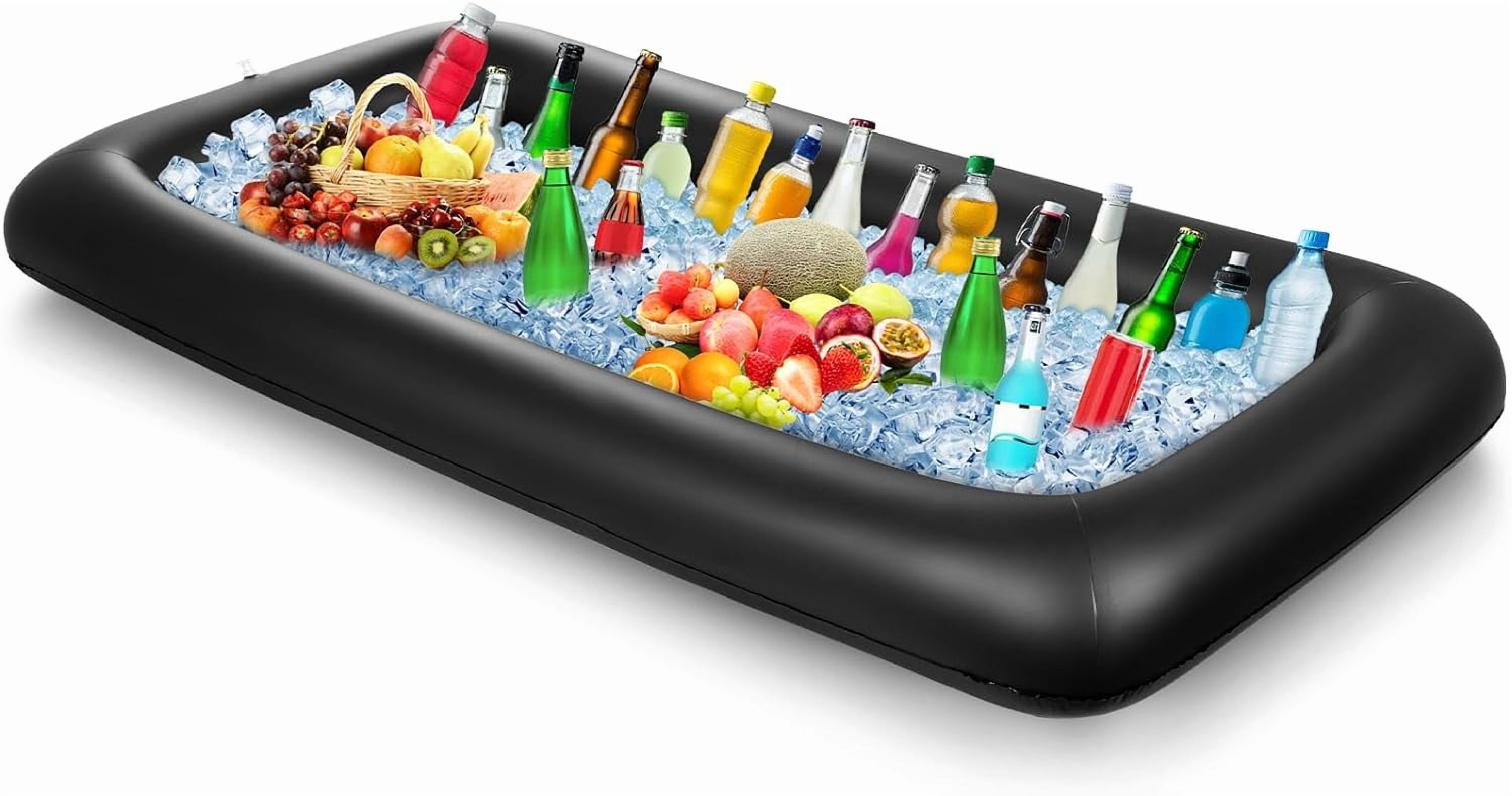 Pool Coctails Inflatable Serving Bar Ice Buffet Cooler Tray, Black | 52 x 24 Salad ...