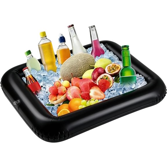 Inflatable Serving Bar, Ice Buffet Salad Serving Trays Drink Holder Cooler Containers Indoor Outdoor BBQ Picnic Pool Party Supplies (Black, 23.6 inches)