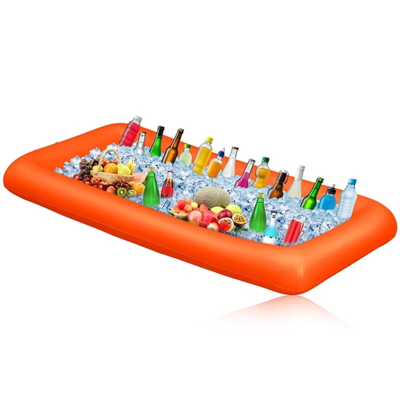 Inflatable Serving Bar with Drain Plug 52 x 24 x 5'' Inflatable Ice Serving Buffet Bar for Party Food Cooler Buffet Drink