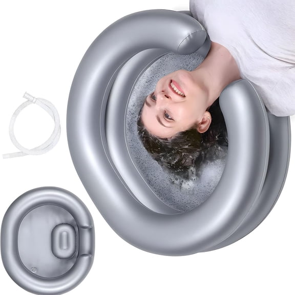 Inflatable Shampoo Basin, Inflatable Hair Washing Basin, Foldable Shampoo Bowl for Bedridden Patient, Portable Leakproof PVC Sink for Home(Q)