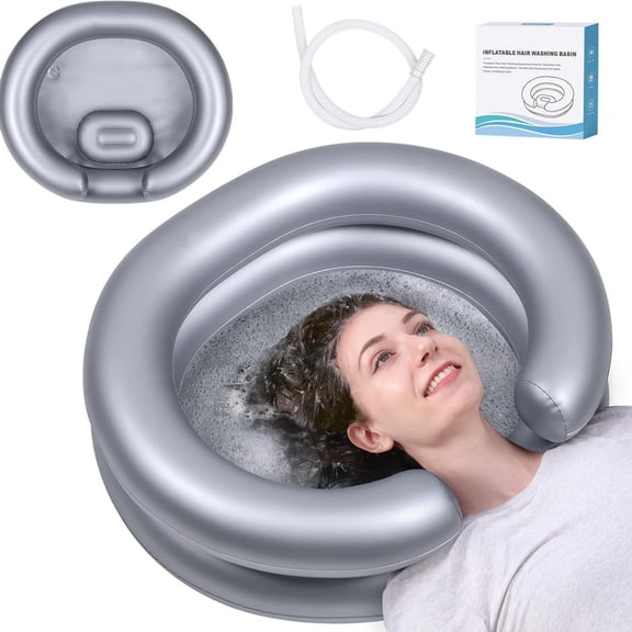 Inflatable Shampoo Basin, Inflatable Hair Washing Basin, Foldable Shampoo Bowl for Bedridden Patient, Portable Leakproof PVC Sink for Home