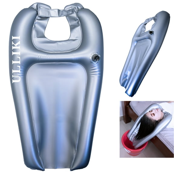 Inflatable Shampoo Bowl, Portable Hair Washing Tray for Bedside and in Bed, Lightweight Shampoo Basin at Home for Elderly , Disabled, Pregnant, Injured, Bedridden, Handicap, Hair Washing Sink(Silver)
