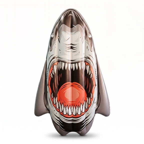Inflatable Shark Pool Float Lounger with Dual Air Chambers Durable PVC Water Float for Pool Beach Lake 94.5x57x57in - Gray