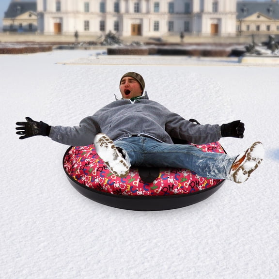 Inflatable Ski Circle, 90cm Snow Tube Sled, Oxford Cloth and Rubber Material, High Speed Sledding Tube for Adults
