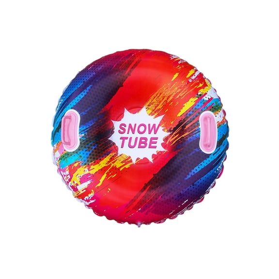 Inflatable Sled, Snow Tubes Heavy Duty, 47 in Circular, Snow Sled for Student, Cold Weather Outdoor Activity, Bold Brushstroke Graphic, Pink Grips, 1 Pc