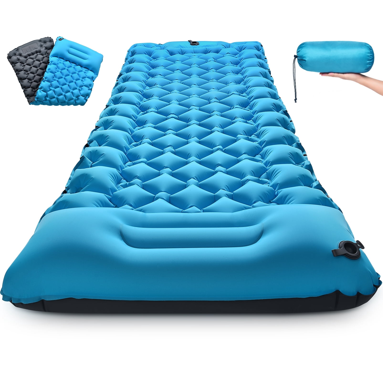 Inflatable Sleeping Pad - 79 x 28 in Inflatable Camping Mat with Pillow Built-in Pump Waterproof Camping Sleeping Pads for Backpacking, Hiking,Traveling with Carry Bag