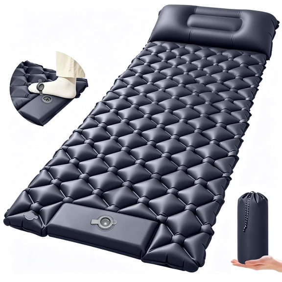 Sleeping Pad for Camping, Ultralight Self Inflatable Sleeping Pad with Built-in Pump & Pillow, Compact Inflatable Portable Air Mattress for Tent, Backpacking, Hiking, Car Traveling, Beach, Blue