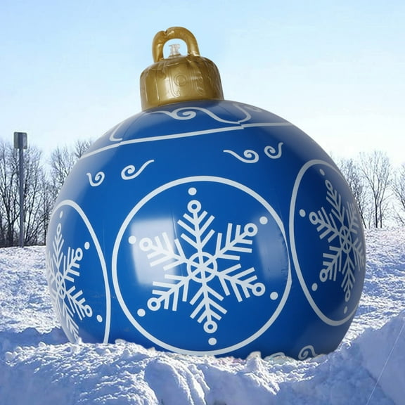 Inflatable Snow Globe, 23.6 Inch Giant Blue PVC Inflatable Christmas Ornaments, Christmas Ball Snowflake Xmas Supplies for Holiday Yard Lawn Porch Xmas Outdoor Decoration