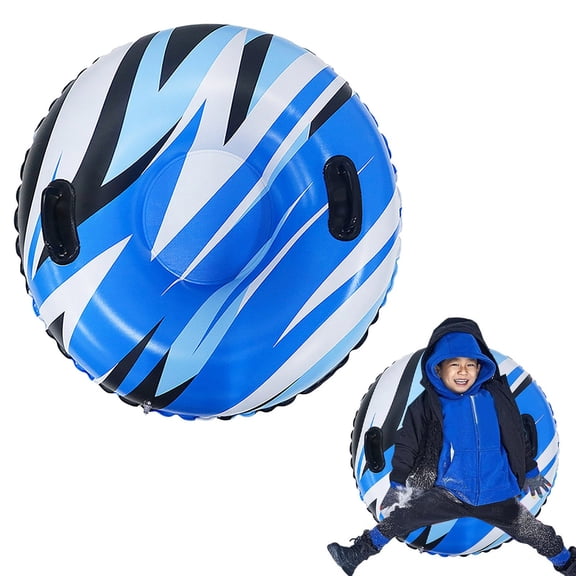 Inflatable Snow Sled Circle with Handles, Thickened Ski Mat for Winter Outdoor Activities, Christmas Gift for Snow Play and Holiday Season Fun.