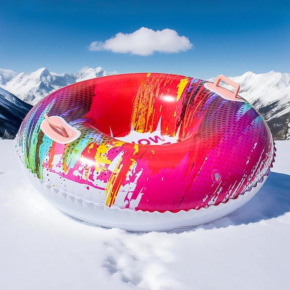 Inflatable Snow Sled - Thickened Sledge for Winter, Heavy Duty Large Snow Tube, High-Visibility Contrast Cold Resistant PVC, Ergonomic Outdoor Sports Slider | for Kids Adults Sledding Fun Trail