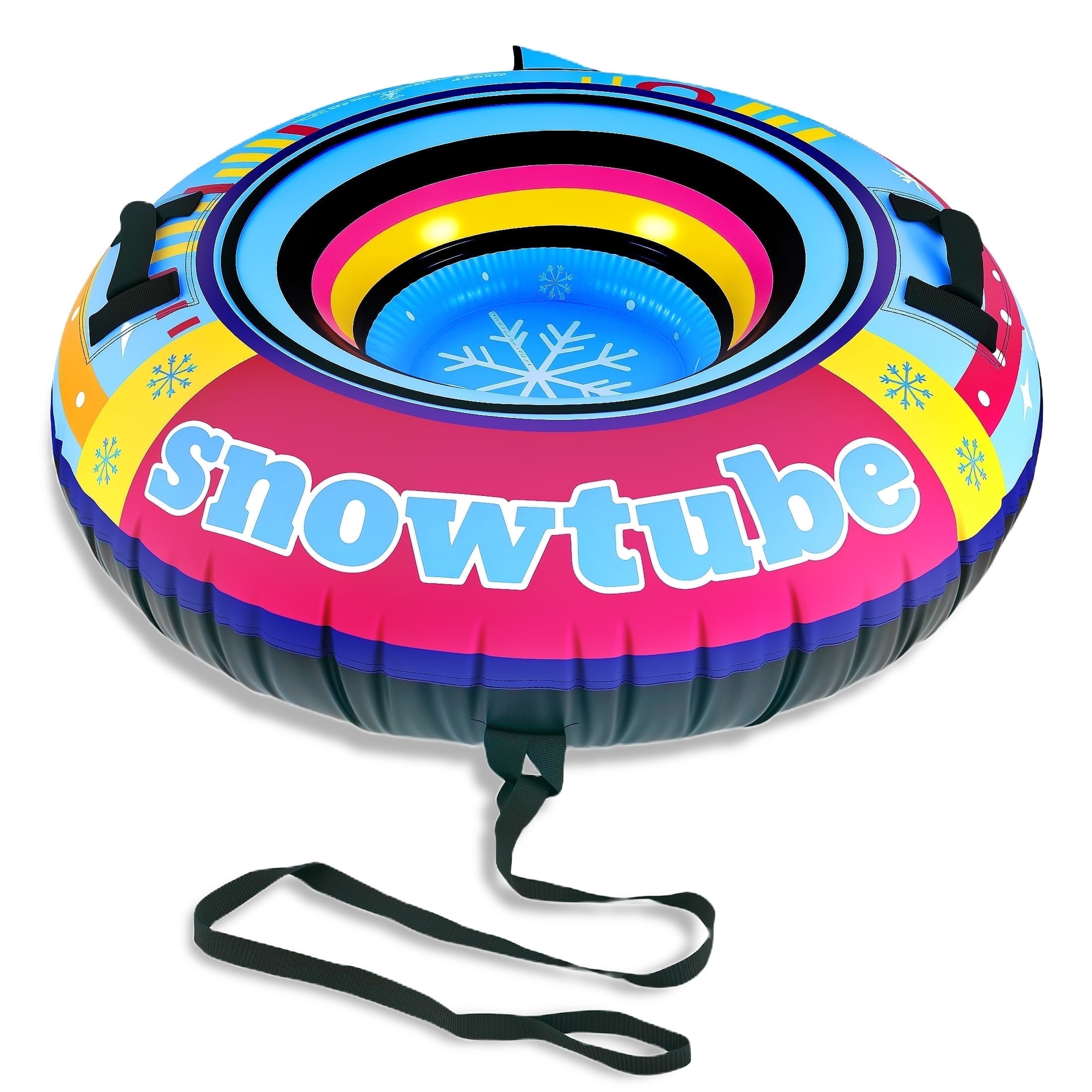TKYHRMAS Inflatable Snow Tube Sled - 48’’ Colorful Tubes for Sledding with Premium Canvas Cover for Kids Adults Snow Toy Fun Winter Outdoor Toys for Boys Girls Ideal Christmas Birthday Gift
