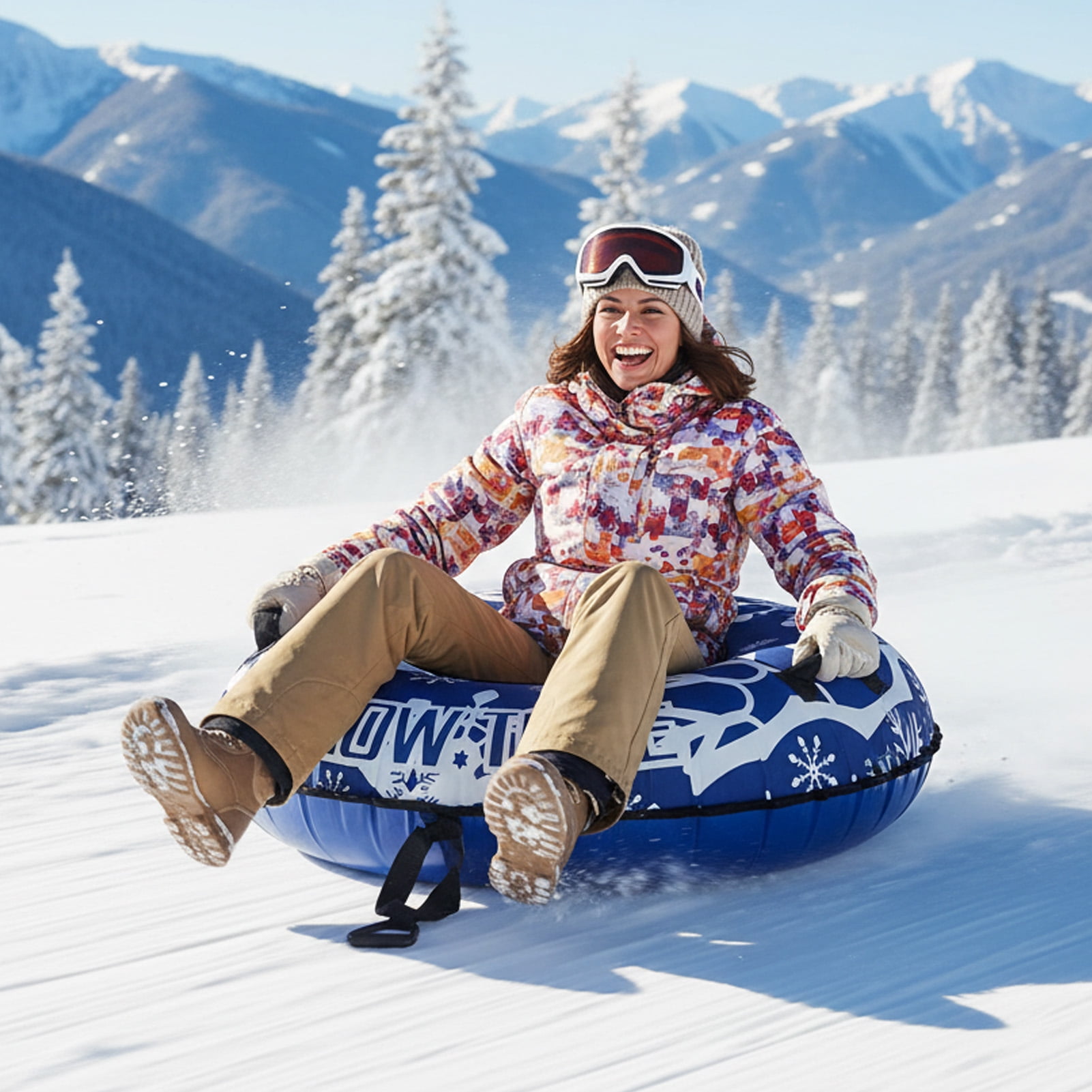Inflatable Snow Tube Sled Heavy Duty Snow Tube for Sledding with ...