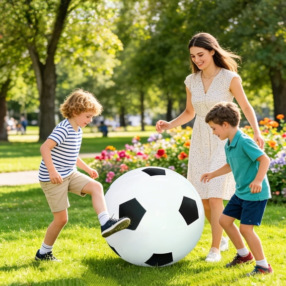 Inflatable Soccer Ball Beach Ball Large Size Outdoor Pool Game Ball Easy Inflate Durable Design, Lightweight Portable Team Play Fun, for beach party pool games outdoor sports