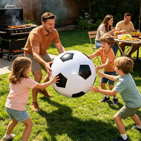 Inflatable Soccer Balls,PVC Blow Up Bouncy Balls Bulk Beach Toy, Soccer Themed Party Decor & Beach Pool Games