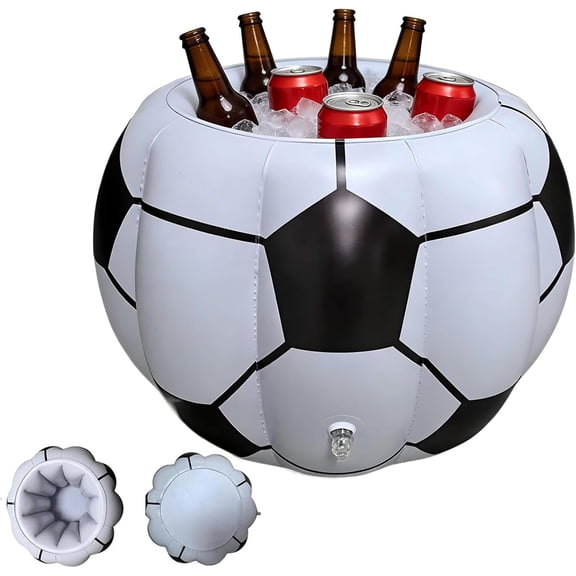 Inflatable Soccer Cooler Ice Bucket | Reusable Portable Drink Container for Soccer Match, Beach, Birthday & Pool Party Decoration