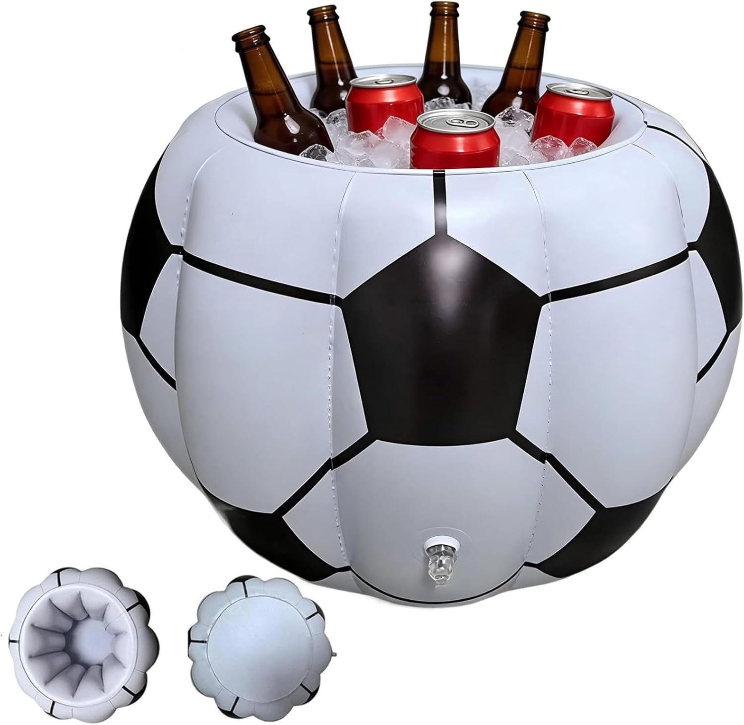 Inflatable Soccer Cooler Ice Bucket, Reusable Portable Drink Container for Football Tournament Beach Birthday Pool Party Decoration (40x52cm)